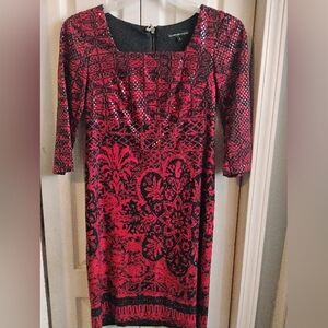 Chic Long Sleeve Red and Black Dress
